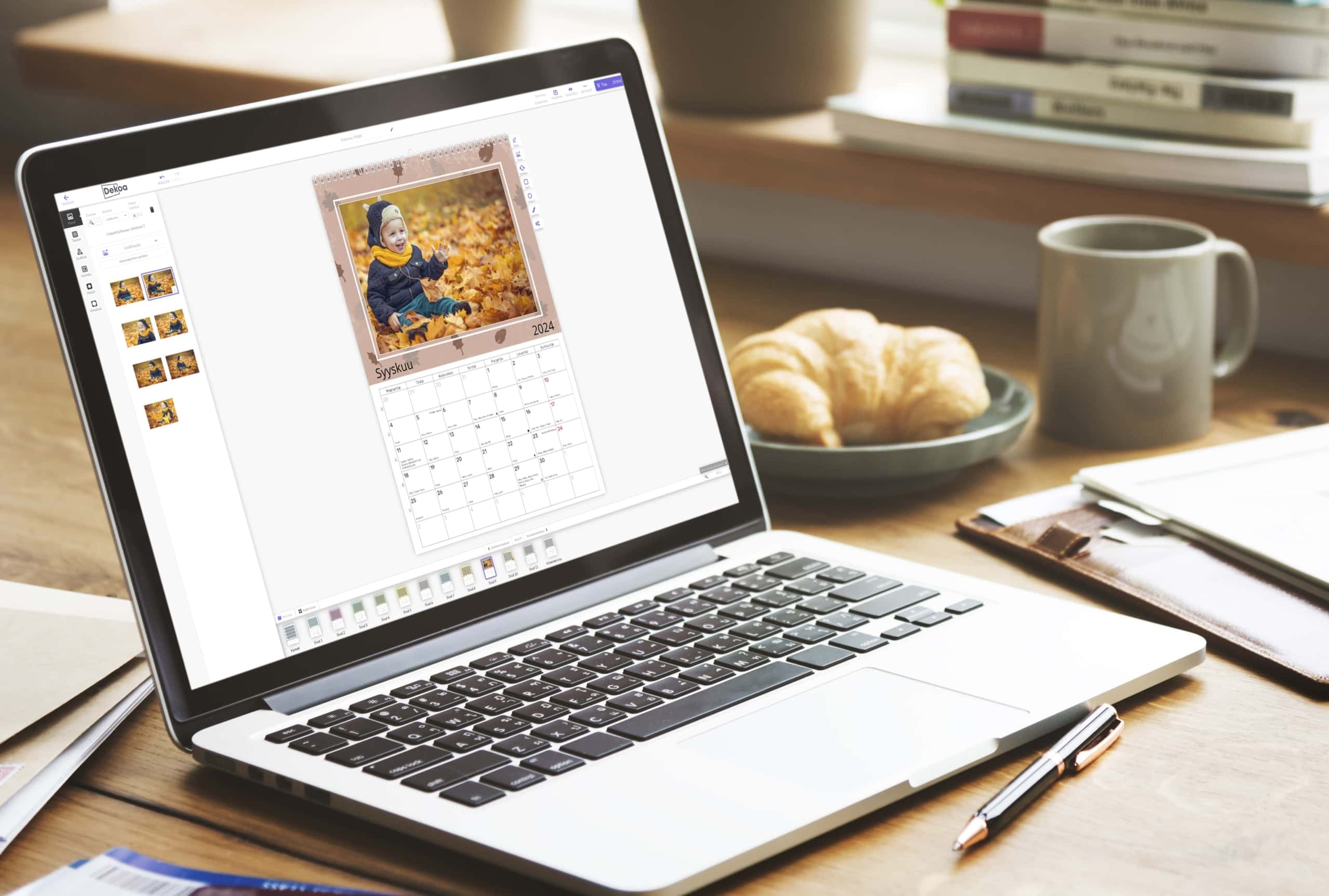 Kuvakalenterin suunnitteluohjelma tietokoneen ruudulla